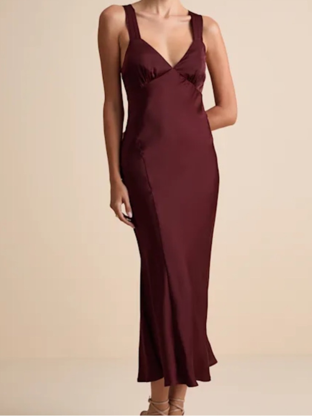 Lulu's Satin Slip Dress in Deep Burgundy